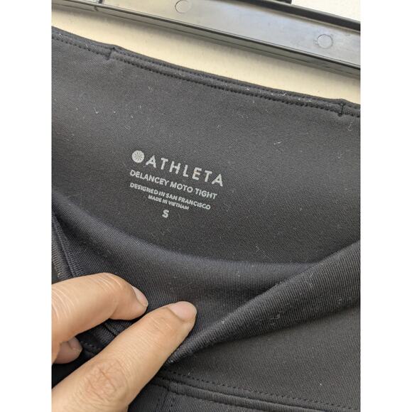 Athleta Women’s Leggings Delancey Moto Tight Black Ankle Zip Athleisure Size S - Picture 3 of 16